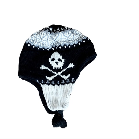 Gap Kids Snow Hat Black White Knit Ear 